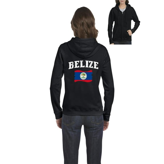 NIB - Women's Sweatshirt Full-Zip Pullover, up to Women Size 3XL - Belize Flag