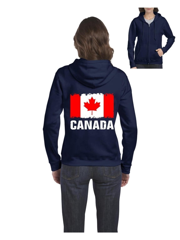 - Women's Sweatshirt Full-Zip Pullover, up to Women Size 3XL - Canada Flag