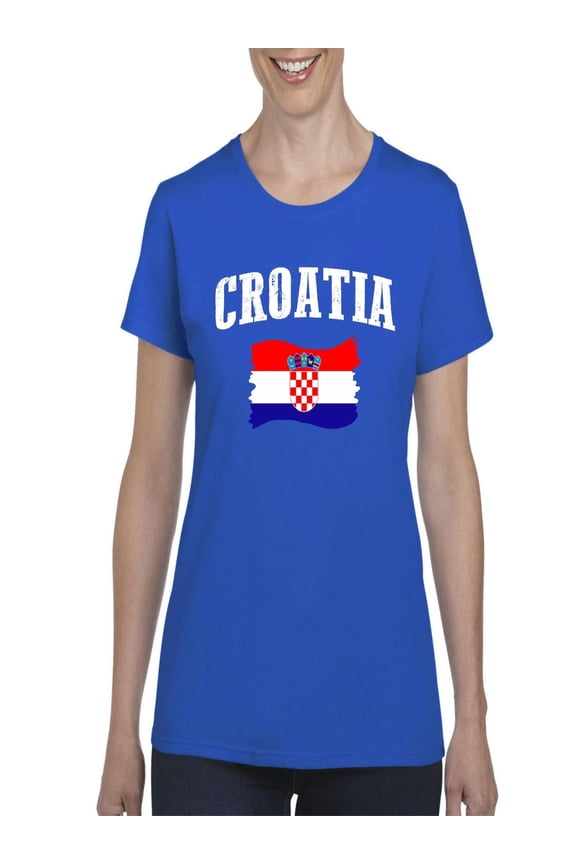 - Women's T-Shirt Short Sleeve - Croatia Flag