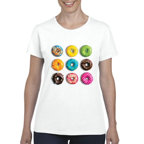NIB - Women's T-Shirt Short Sleeve - Love Food Donuts Doughnuts