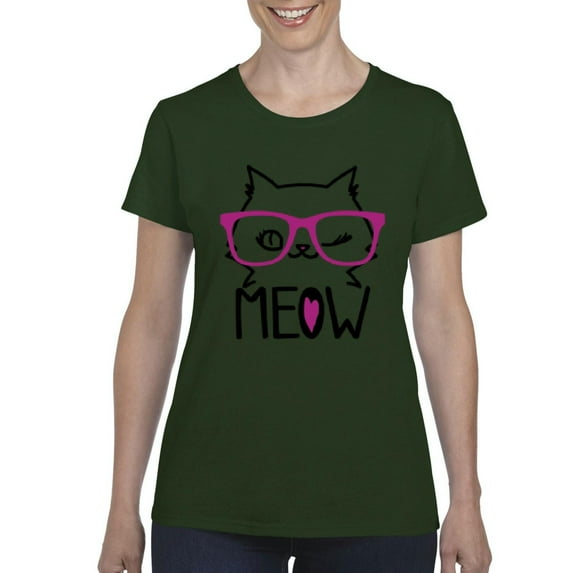 NIB - Women's T-Shirt Short Sleeve - Meow Cute Cat Kitty