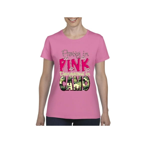 NIB - Women's T-Shirt Short Sleeve - Pretty in Pink Dangerous in Camo