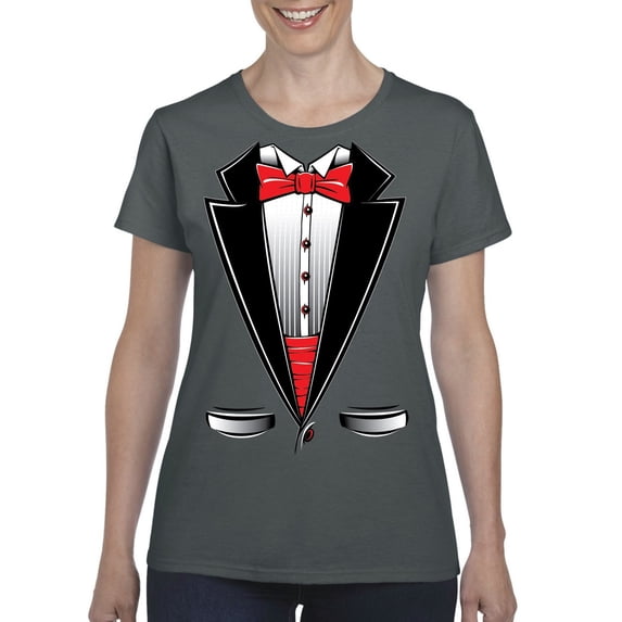 NIB - Women's T-Shirt Short Sleeve - Tuxedo Prom Costume
