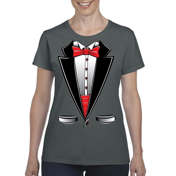 NIB - Women's T-Shirt Short Sleeve - Tuxedo Prom Costume