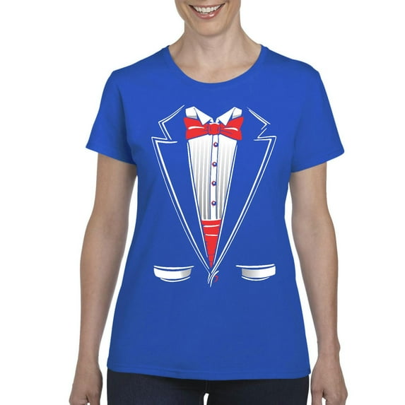NIB - Women's T-Shirt Short Sleeve - Tuxedo Prom Costume