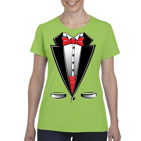 NIB - Women's T-Shirt Short Sleeve - Tuxedo Prom Costume