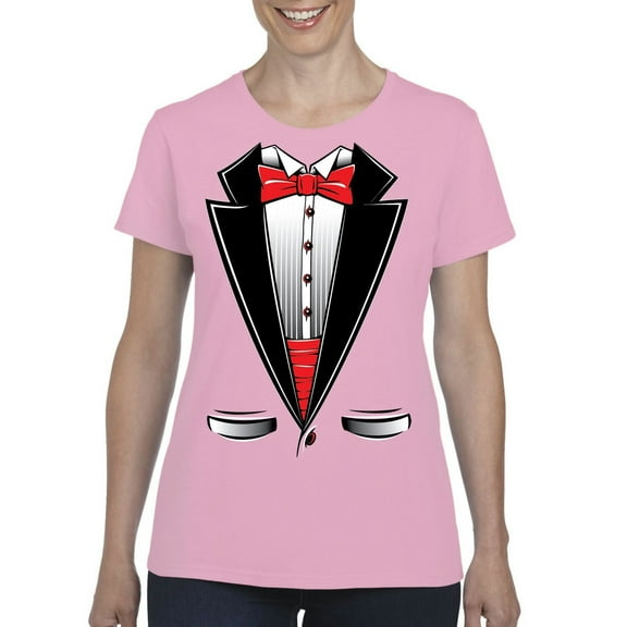 NIB - Women's T-Shirt Short Sleeve - Tuxedo Prom Costume
