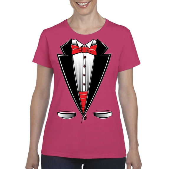 NIB - Women's T-Shirt Short Sleeve - Tuxedo Prom Costume