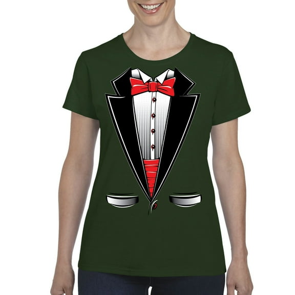 NIB - Women's T-Shirt Short Sleeve - Tuxedo Prom Costume