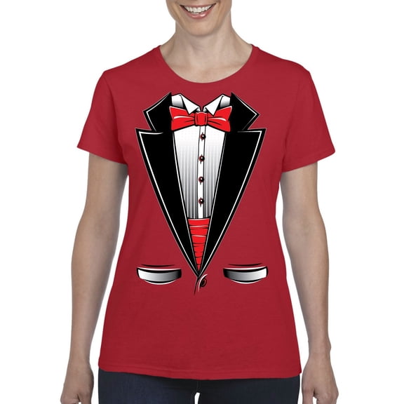 NIB - Women's T-Shirt Short Sleeve - Tuxedo Prom Costume