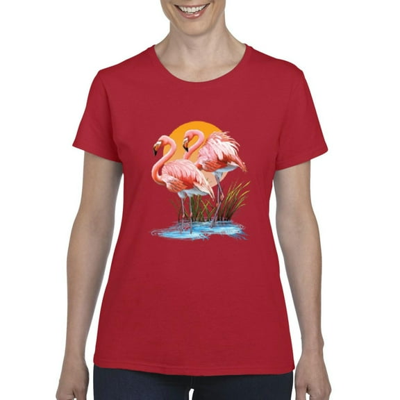 NIB - Women's T-Shirt Short Sleeve, up to Women Size 3XL - Flamingo