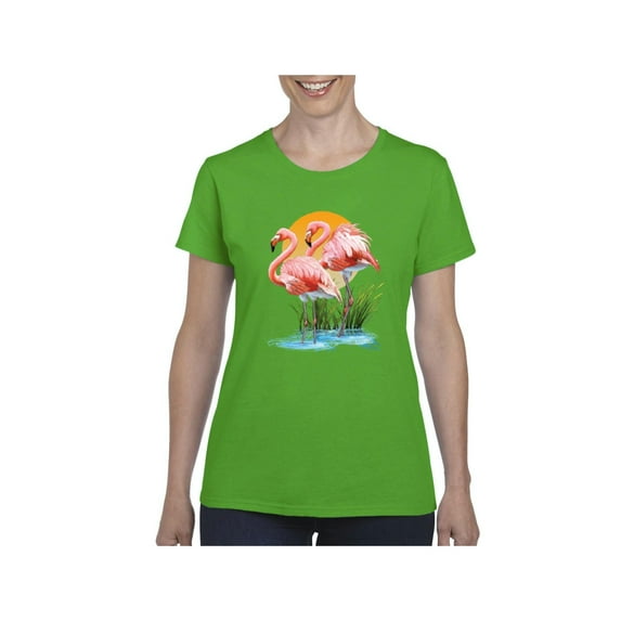 NIB - Women's T-Shirt Short Sleeve, up to Women Size 3XL - Flamingo
