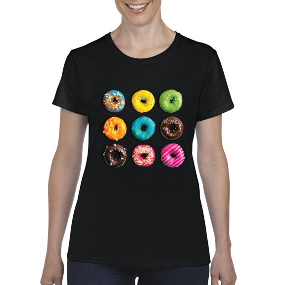 NIB - Women's T-Shirt Short Sleeve, up to Women Size 3XL - Love Food Donuts Doughnuts