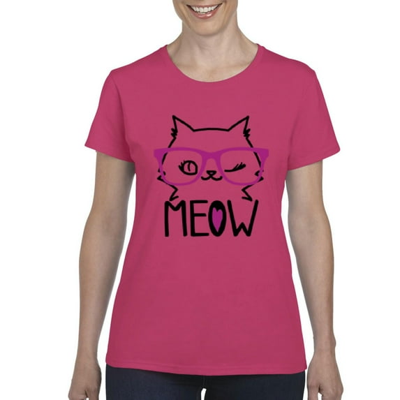 NIB - Women's T-Shirt Short Sleeve, up to Women Size 3XL - Meow Cute Cat Kitty