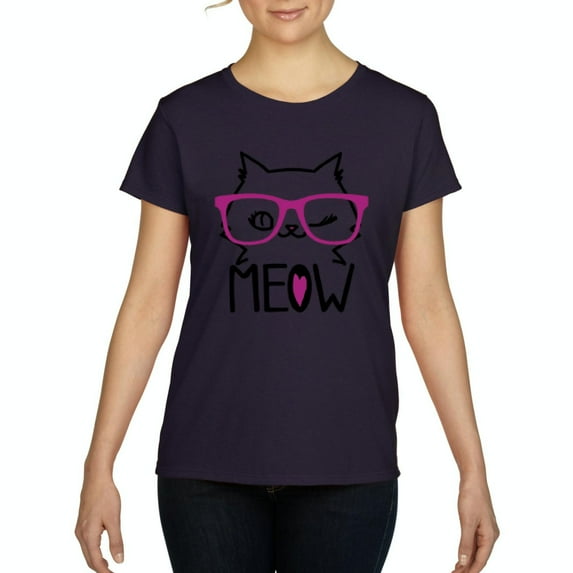 NIB - Women's T-Shirt Short Sleeve - Meow Cute Cat Kitty