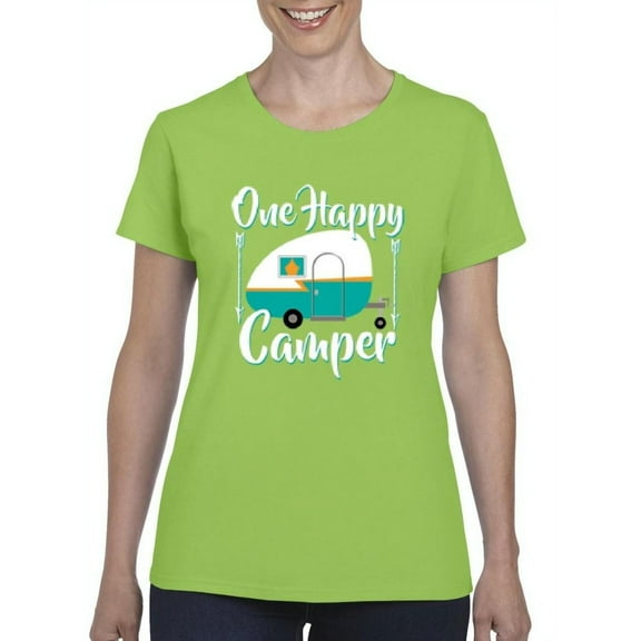 NIB - Women's T-Shirt Short Sleeve, up to Women Size 3XL - ONE HAPPY CAMPER