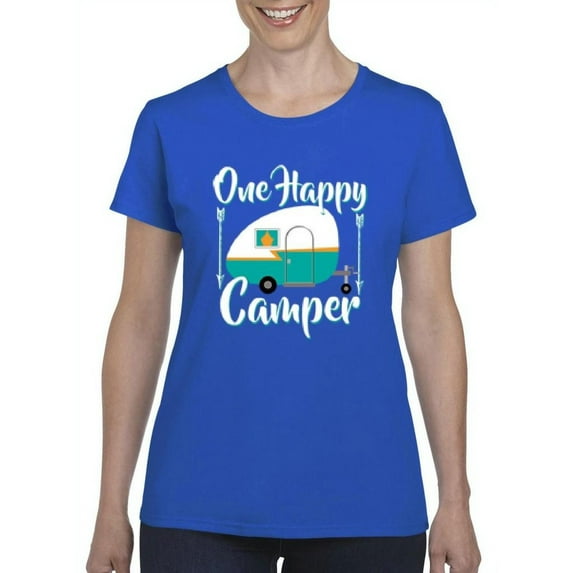 NIB - Women's T-Shirt Short Sleeve, up to Women Size 3XL - ONE HAPPY CAMPER