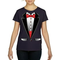 NIB - Women's T-Shirt Short Sleeve, up to Women Size 3XL - Tuxedo Prom Costume