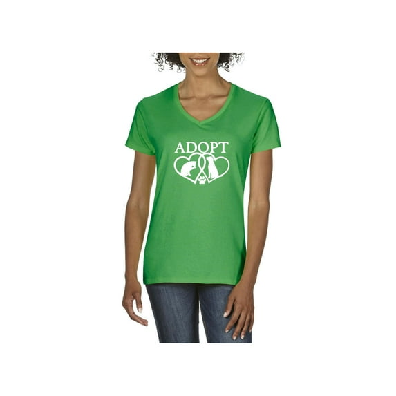 NIB - Women's T-Shirt V-Neck Short Sleeve - Adopt Animal Rescue