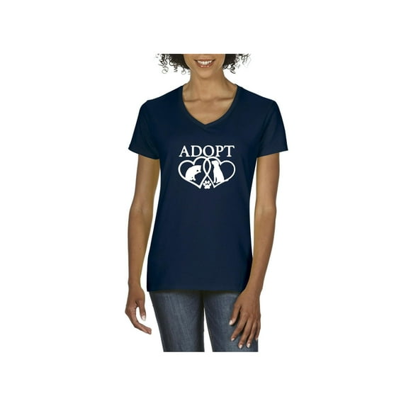 NIB - Women's T-Shirt V-Neck Short Sleeve - Adopt Animal Rescue