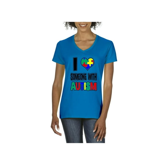 NIB - Women's T-Shirt V-Neck Short Sleeve - Autism Awareness