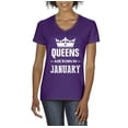 thumbnail image 1 of NIB - Women's T-Shirt V-Neck Short Sleeve - Birthday Gift Queens Are Born in January, 1 of 5