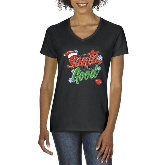 NIB - Women's T-Shirt V-Neck Short Sleeve - Christmas Dear Santa