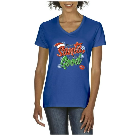 NIB - Women's T-Shirt V-Neck Short Sleeve - Christmas Dear Santa