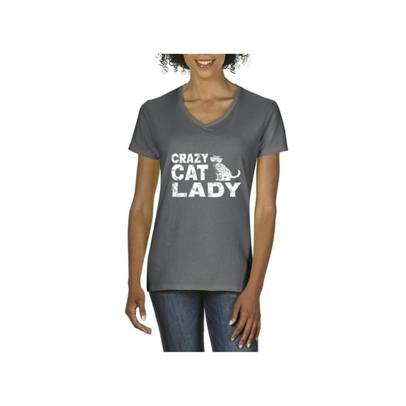 NIB - Women's T-Shirt V-Neck Short Sleeve - Crazy Cat Lady