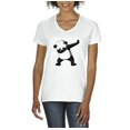 thumbnail image 1 of NIB - Women's T-Shirt V-Neck Short Sleeve - Dancing Panda, 1 of 5
