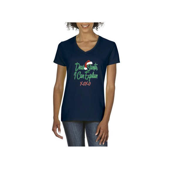 NIB - Women's T-Shirt V-Neck Short Sleeve - Dear Santa