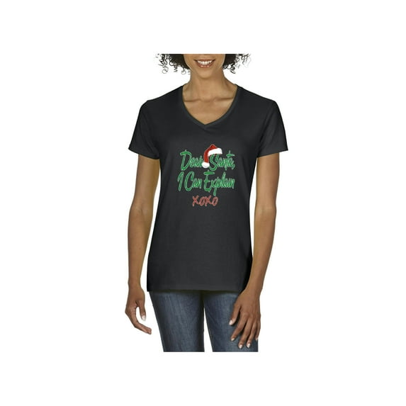 NIB - Women's T-Shirt V-Neck Short Sleeve - Dear Santa