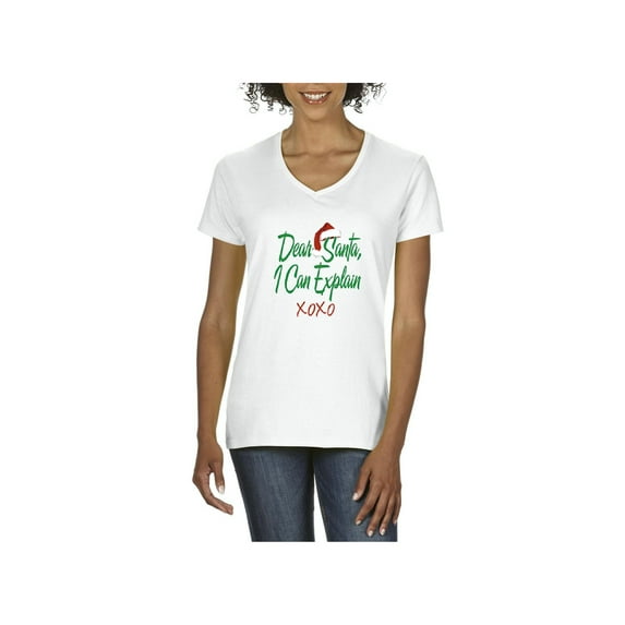 NIB - Women's T-Shirt V-Neck Short Sleeve - Dear Santa