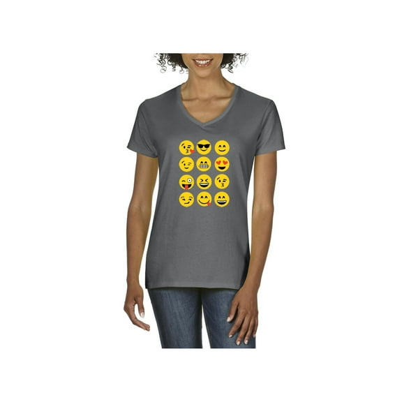 NIB - Women's T-Shirt V-Neck Short Sleeve - Emoji Group