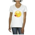 thumbnail image 1 of NIB - Women's T-Shirt V-Neck Short Sleeve - Emoji Winky Face, 1 of 5