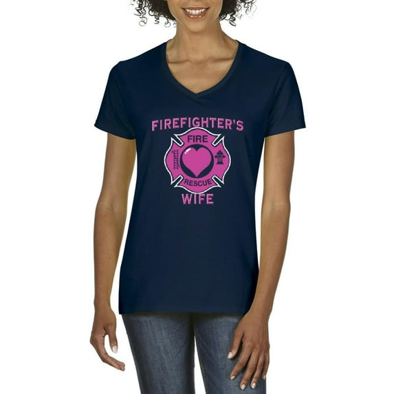 NIB - Women's T-Shirt V-Neck Short Sleeve - Firefighter`s Wife