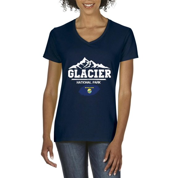 NIB - Women's T-Shirt V-Neck Short Sleeve - Glacier National Park