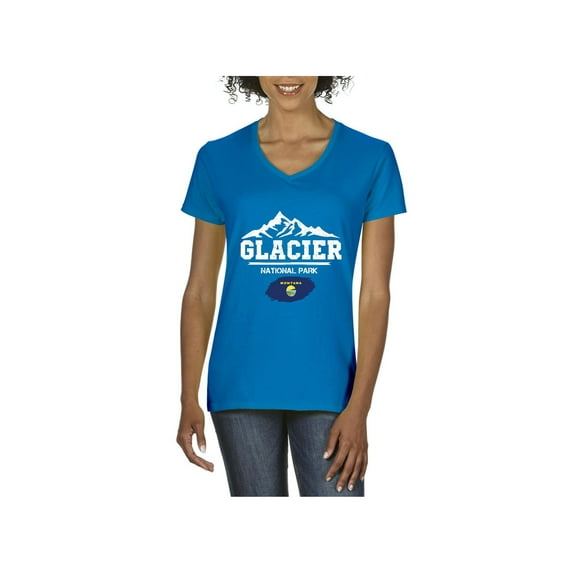 NIB - Women's T-Shirt V-Neck Short Sleeve - Glacier National Park