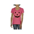 thumbnail image 1 of NIB - Women's T-Shirt V-Neck Short Sleeve - Halloween Costume Pumpkin Face, 1 of 5