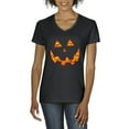 thumbnail image 1 of NIB - Women's T-Shirt V-Neck Short Sleeve - Halloween Costume Pumpkin Face, 1 of 5
