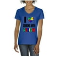 thumbnail image 1 of NIB - Women's T-Shirt V-Neck Short Sleeve - I Love Someone With Autism, 1 of 5