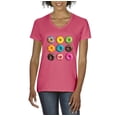 thumbnail image 1 of NIB - Women's T-Shirt V-Neck Short Sleeve - Love Food Donuts Doughnuts, 1 of 5