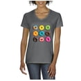 thumbnail image 1 of NIB - Women's T-Shirt V-Neck Short Sleeve - Love Food Donuts Doughnuts, 1 of 5