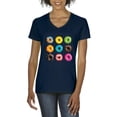 thumbnail image 1 of NIB - Women's T-Shirt V-Neck Short Sleeve - Love Food Donuts Doughnuts, 1 of 5