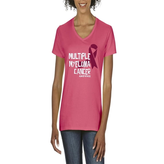 NIB - Women's T-Shirt V-Neck Short Sleeve - Myeloma Cancer