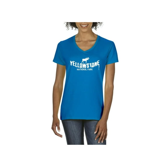 NIB - Women's T-Shirt V-Neck Short Sleeve - National Park Yellowstone