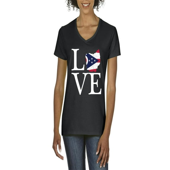 NIB - Women's T-Shirt V-Neck Short Sleeve - Ohio Flag