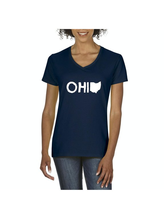 - Women's T-Shirt V-Neck Short Sleeve - Ohio Map