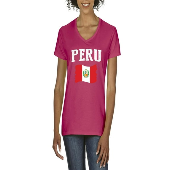 NIB - Women's T-Shirt V-Neck Short Sleeve - Peru