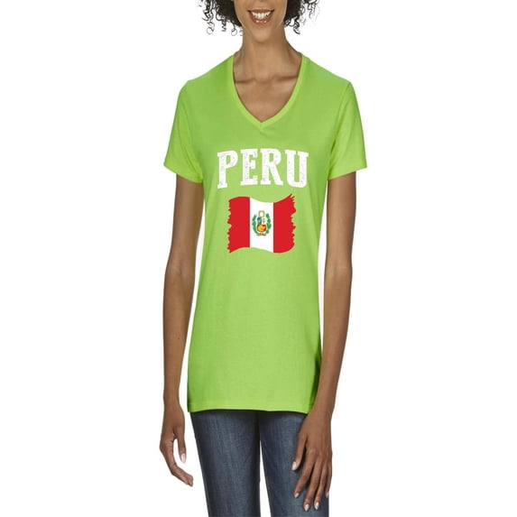NIB - Women's T-Shirt V-Neck Short Sleeve - Peru